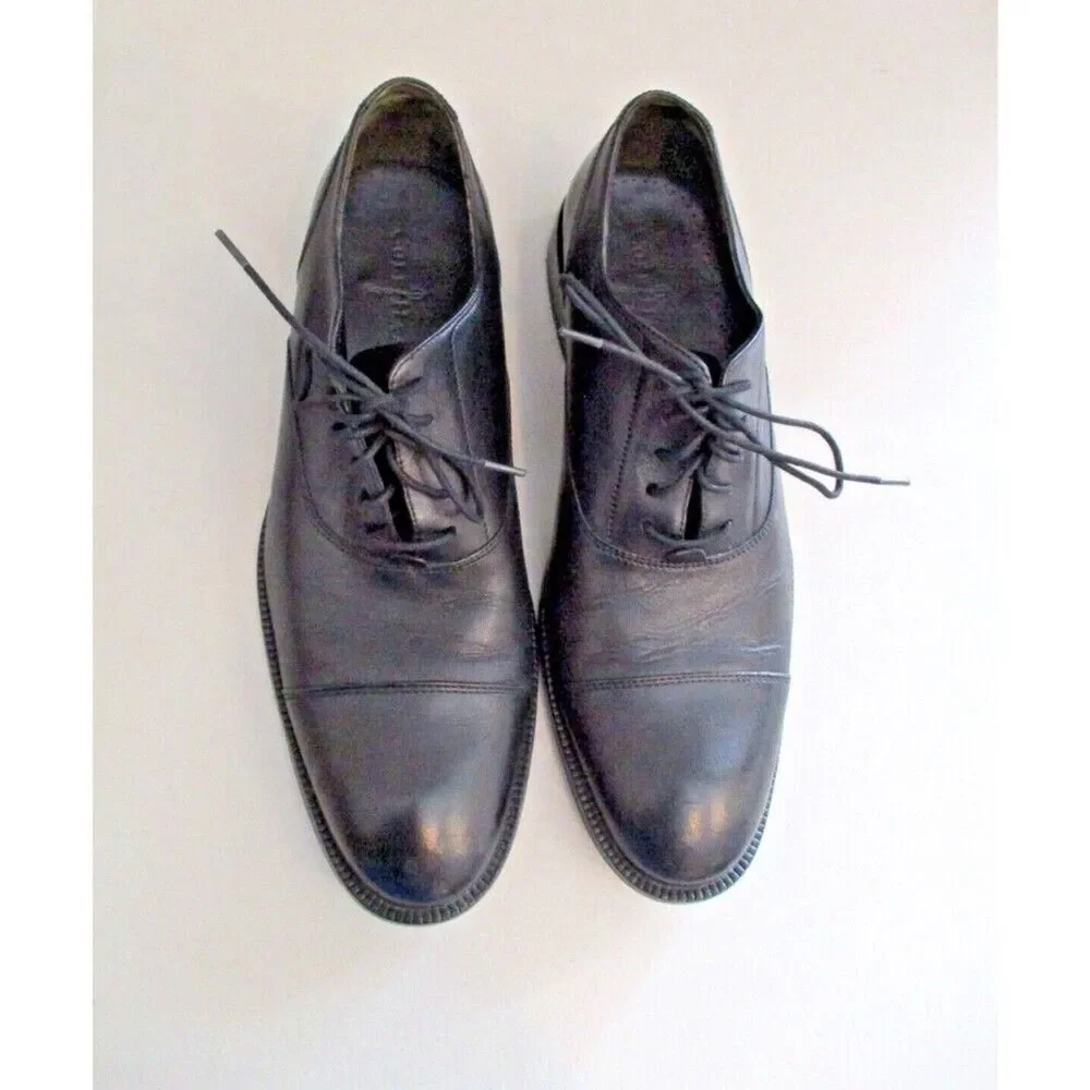 Cole Haan Mens Sz 10.5 Lace Up Cap Toe Oxford Black Dress Shoes